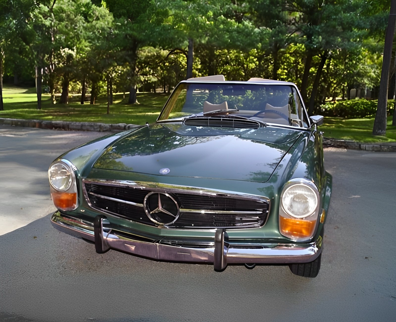 Concours-restored Mercedes 280SL 2.8L Inline-6 M130 engine bay layout rear profiles detail